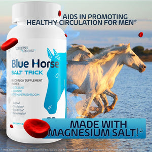 Blue Horse Salt Trick - Our Best Blood Flow Supplement for Men - Our Best Circulation Supplement - Male Circulation Supplements Nitric Oxide Vasodilator to Improve Blood Flow 7 Blue Salt Trick for Men