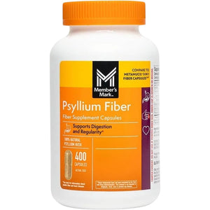 Member'S Mark 100% Natural Psyllium Husk Fiber Capsules, Digestive Health, 400 Count (Pack of 1)