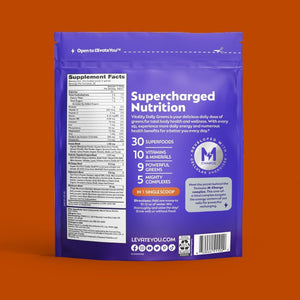 L'Evate You Vitality Daily Greens Powder (28 Servings) 30 Superfoods, 9 Greens - for a Cellular Energy Boost, Powered by M-Charge Complex for All Day Energy (Chocolate)