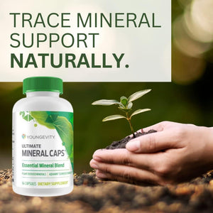 Youngevity Ultimate Mineral Caps™ - 70+ Essential Full Spectrum Trace Minerals - Nutrient-Dense, Derived from Humic & Aquamin Seaweed (64 Capsule)