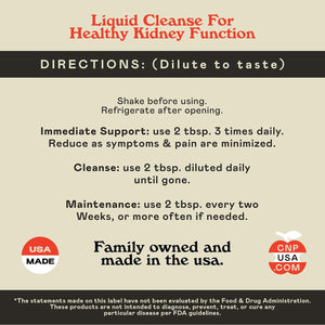 Complete Natural Products Kidney Complete - 8Oz Organic Liquid for Kidney Support, Cleanse, and Detox with Apple Cider Vinegar, Lemon, & Organic Chanca Piedra.