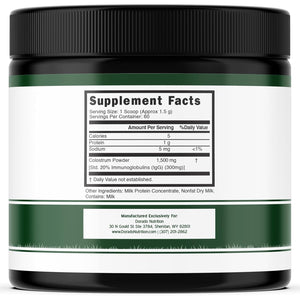 Colostrum Supplement Powder 90G (60 Servings of 1.5G Pure Bovine Colostrum Std. to Contain 20% Igg Immunoglobulins) Grass Fed Powder - No Fillers, Third Party Tested, Unflavored & Non-Gmo