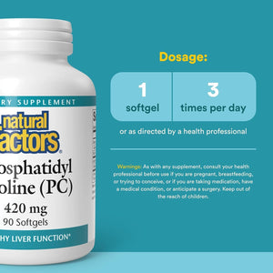 Natural Factors - Phosphatidyl Choline (PC) 420Mg, Supports Healthy Liver Function, 90 Soft Gels