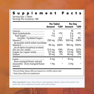Focus Select AREDS2 Based Chewable Eye Vitamin-Mineral Supplement for Eyes (180 Ct. 90 Day Supply) Citrus Flavored Eye Chewable - Low Zinc Formula