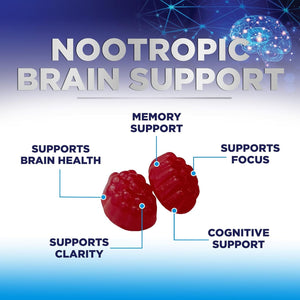 Brain Supplements for Memory & Focus Gummies - Brain Health Clarity with B6 B12 & Phosphatidylserine - Natural Nootropics Cognitive Concentration & Alertness Support Vitamins - 60 Vegan Gummies
