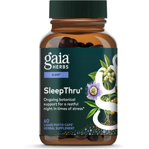 Gaia Herbs Sleepthru - Sleep Support Supplement with Ashwagandha Root, Magnolia Bark, Passionflower & Jujube Date* - 60 Vegan Liquid Phyto-Caps (30 Servings)