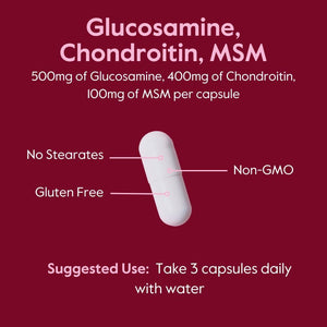 BESTVITE Glucosamine Chondroitin MSM 500/400/100 per Capsule (240 Capsules) with Patented Optimsm - Maximum Strength Formula for Joint Support - No Stearates - Gluten Free - Non GMO