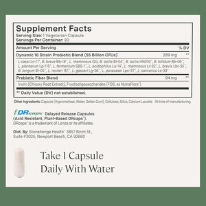 Stonehenge Health Probiotics 55 Billion CFU - 16 Strains, Prebiotic, Synbiotics Dynamic Biotics - Lactobacillus Acidophilus, Delayed Release, Shelf Stable, Non-Gmo Gluten Free Veggie Capsule