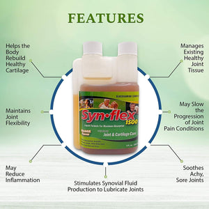 Synflex 1500Mg Liquid Glucosamine & Chondroitin Supplement - HSA/FSA, High Concentration and Fast-Absorbing Joint Support Formula with White Willow Bark, Manganese, and Boswellin, 32-Day Supply