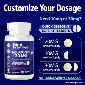 Nature'S Perfect Night | Melatonin 20Mg | 180 Quick Dissolve Tablets | Natural Mixed Berry Flavor |High Potency | Sugar Free | Vegan | Gluten Free | Value Size