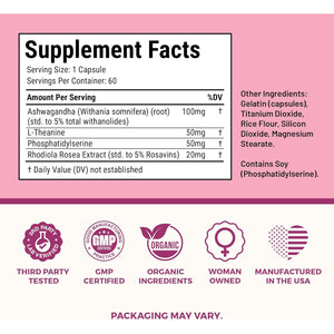 Cortisol Supplement for Women – Cortisol Vitamins for Endocrine & Energy Stabilizing Formula for Women – Rhodiola Rosea Extract, Ashwagandha, L-Theanine, & Phosphatidylserine – 60 Capsules