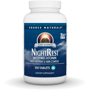 Source Naturals Sleep Science Nightrest with Melatonin - Bioaligned Multinutrient & Herb Complex, for Rest & Relaxation Support* - 100 Tablets