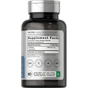 Horbäach L-Histidine 1000Mg 90 Capsules | Non-Gmo and Gluten Free | Pharmaceutical Grade