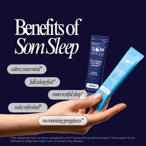 Som Sleep, Restful Sleep Powder Drink Mix W/Melatonin, Magnesium, Vitamin B6, L-Theanine & GABA – Vegan, Zero Sugar, Keto Friendly – Cherry, 10-Pack