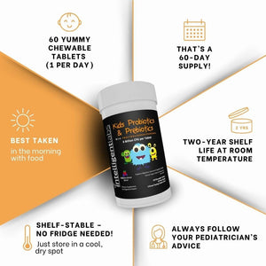 Intelligent Labs Kids/Children Probiotics 6 Billion CFU with Prebiotics, PHGG & FOS, Once-Daily Chewable, Great Taste, 10X Effectiveness, 60-Day Supply, Third-Party Verified