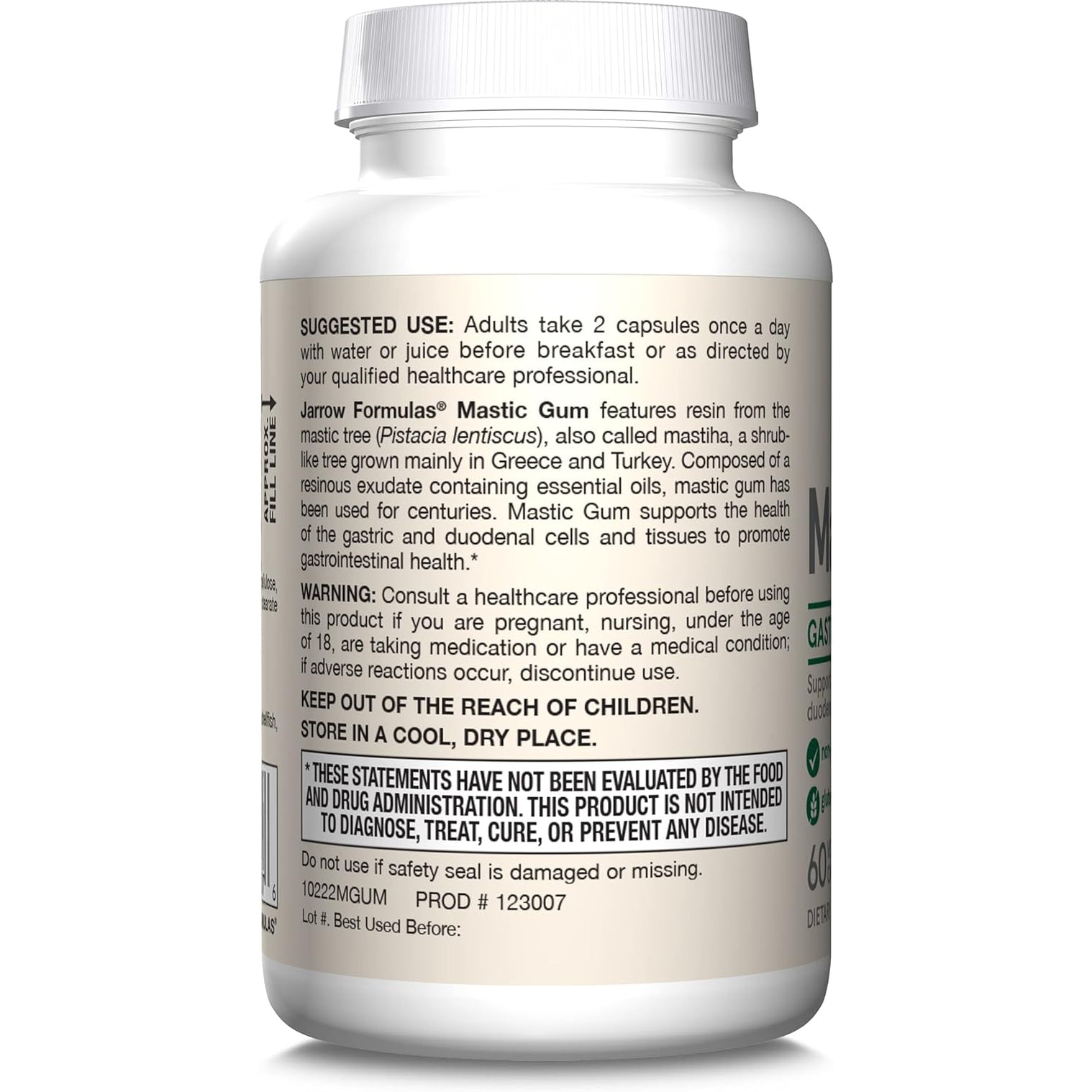Jarrow Formulas Mastic Gum 1000 Mg - 60 Veggie Caps - Mastic Gum Capsules Supporting Stomach and Duodenal Health - 30 Servings