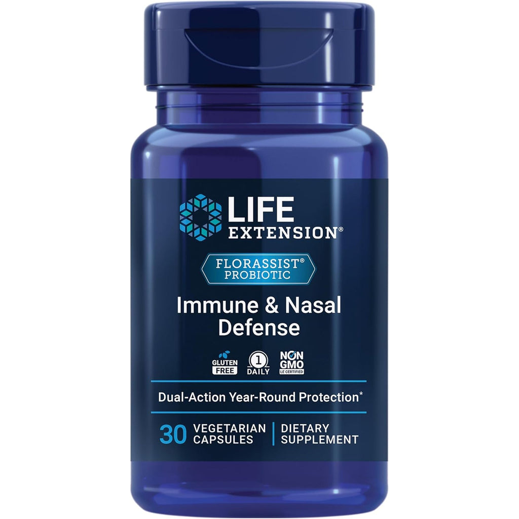 Life Extension FLORASSIST® Immune & Nasal Defense, L. Rhamnosus CRL1505, Immune Response, Healthy Nasal Airflow, Seasonal Support, Gluten-Free, Non-Gmo, 1 Daily, Vegetarian, 30 Capsules