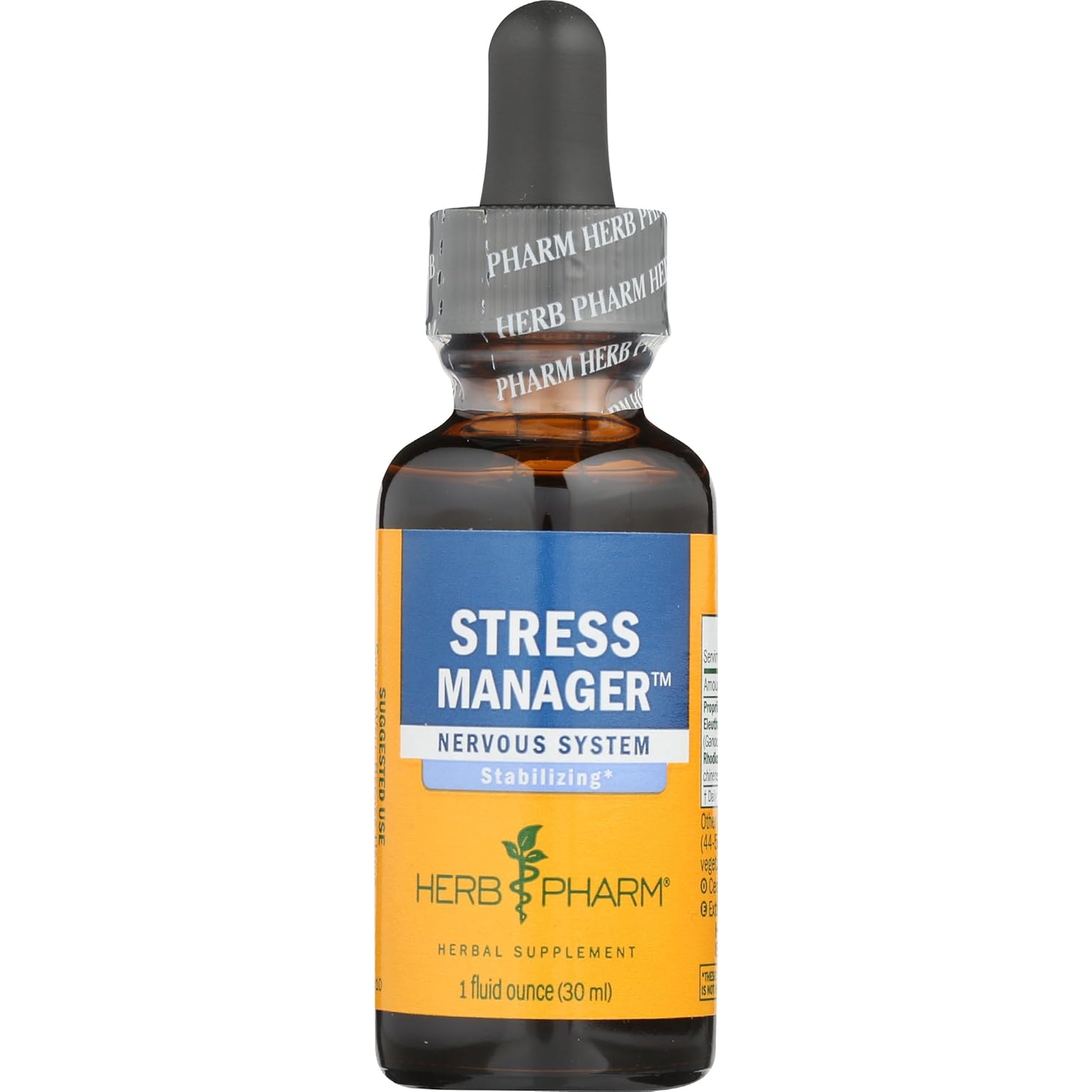 Herb Pharm Stress Manager: Adaptogenic Stress Support Tincture, Rhodiola Rosea, Holy Basil Extract, Reishi Mushroom Extract, Adrenal Function Support, Optimal Energy, Vegan, Non-Gmo, 1 Oz*