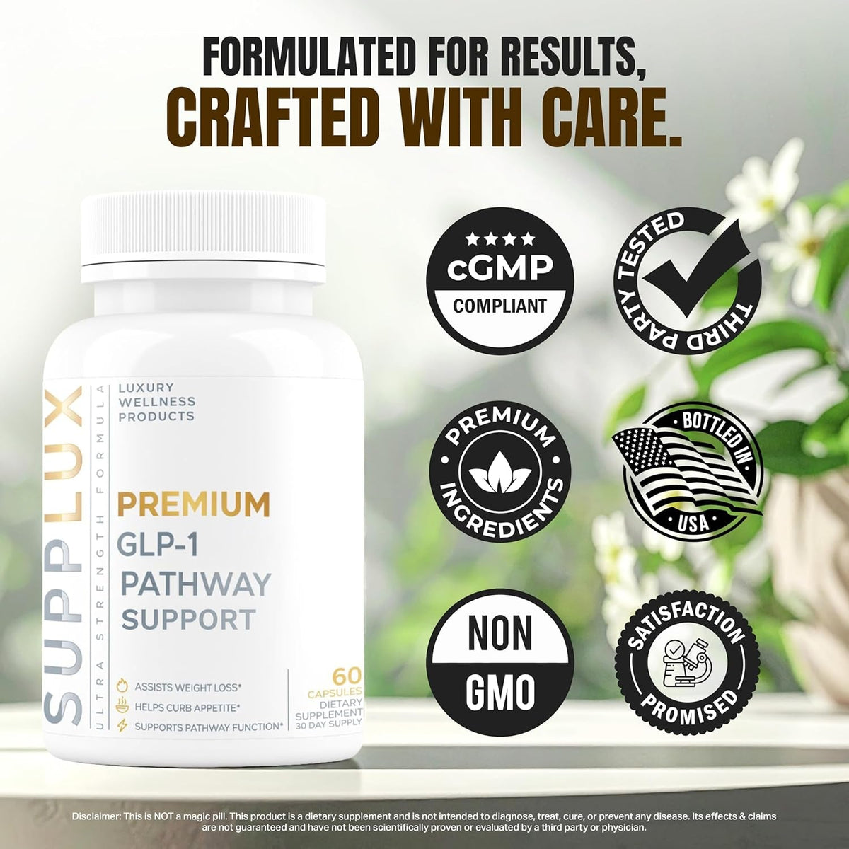 PREMIUM GLP-1 Weight Loss Support - Assists Metabolic Pathways Linked to GLP-1 Signaling - Promotes Weight Loss for Women & Men, Helps Appetite Control & Promotes Energy - 3Rd Party Tested - 60 Pills