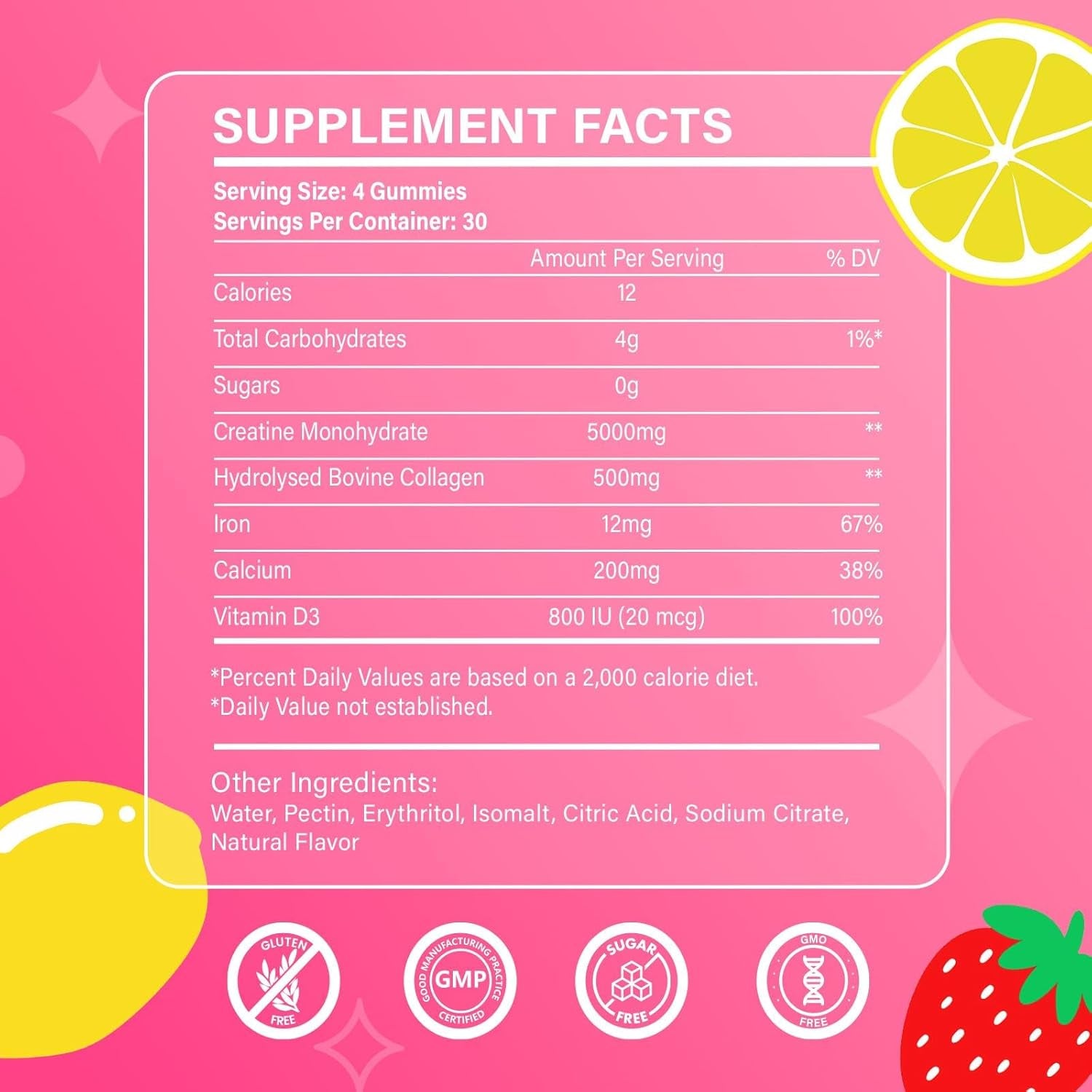 Creatine for Women, Creatine Monohydrate Gummies with Collagen, Vitamin D3 & Calcium for Muscles, Booty & Energy, Flavored Sugar Free Creatine Gummies Post & Pre Workout Supplements for Women, 120 Ct