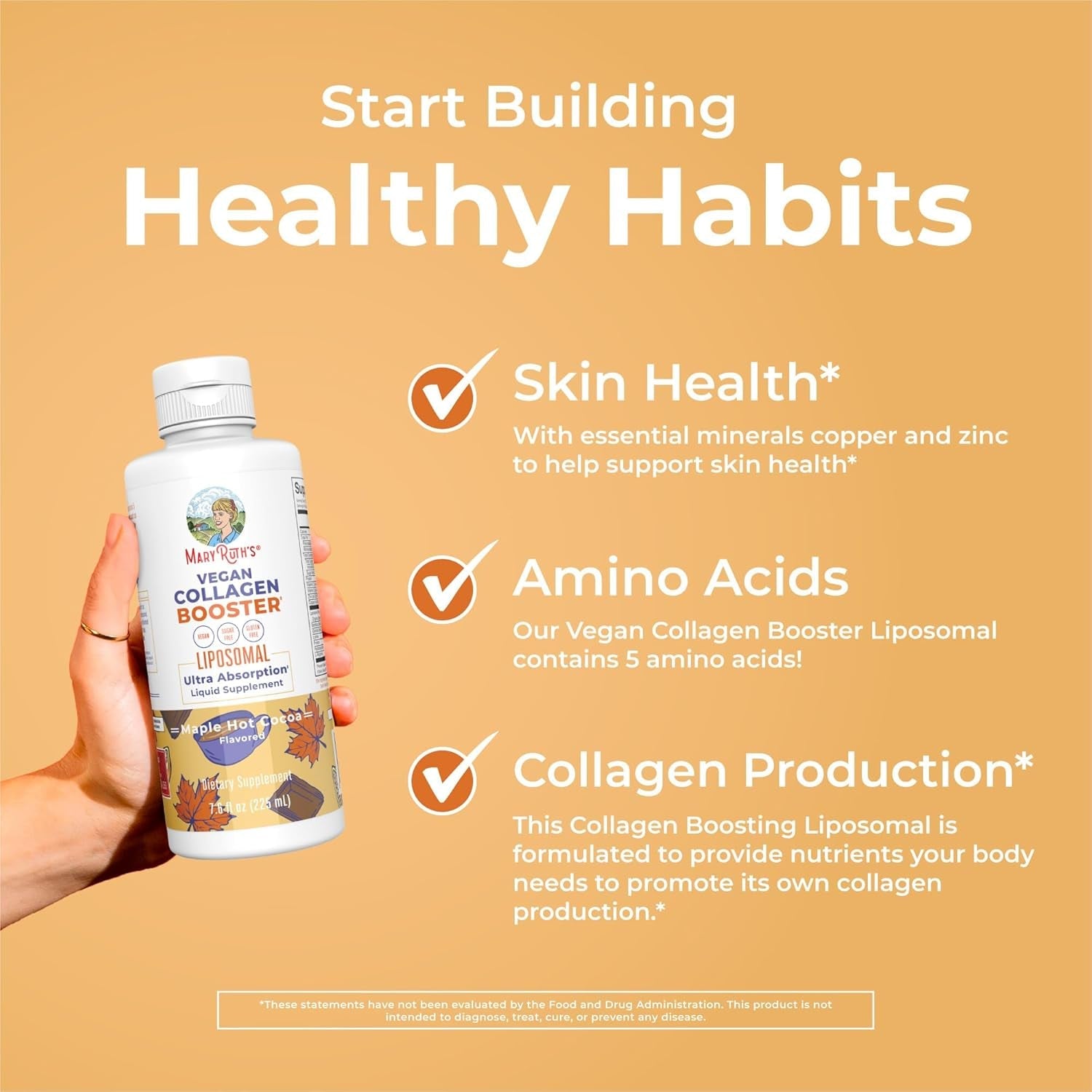 Maryruth Organics Collagen Booster Liposomal, Sugar Free, Liquid Collagen Booster with Vitamin C, Vitamin E, Zinc, Copper & Silica, Skin Care & Joint Support Supplement, Vegan, Non-Gmo, 7.6 Fl Oz
