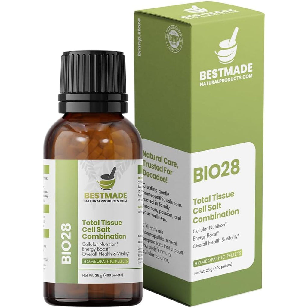 Bestmade Total Tissue Cell Salt Mineral Combination BIO28 - Helps Your Body Absorb and Use Nutrients, Increases Energy Levels, Helps Improve Sleep Patterns, Overall Health and Vitality, 350 Pellets