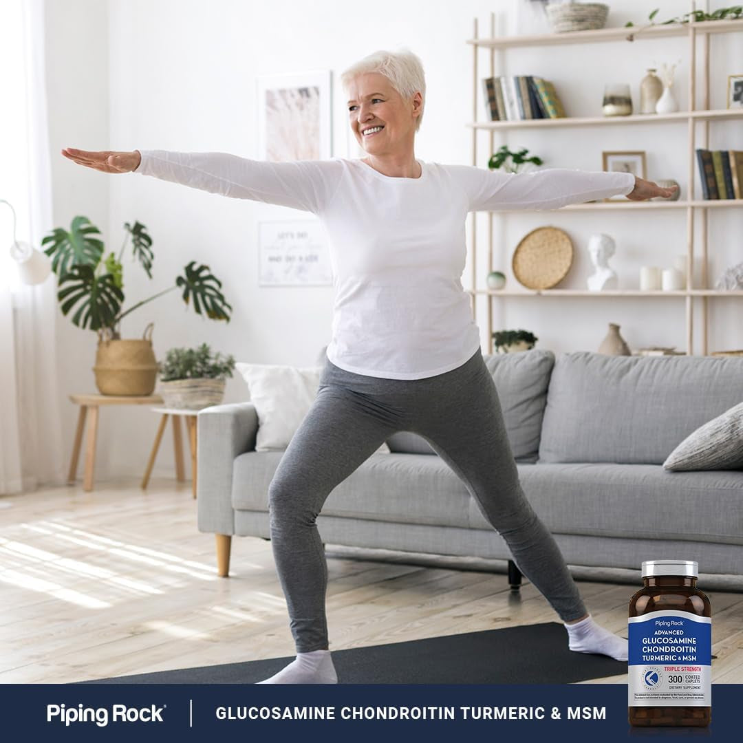 Piping Rock Glucosamine Chondroitin MSM Turmeric | 300 Caplets | Supplement for Women and Men | Advanced Triple Strength Complex | Non-Gmo & Gluten Free
