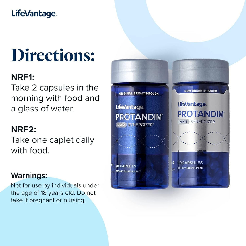 Lifevantage Protandim Dual Synergizer, NRF1 (60 Caps) + Nrf2 (30 Caps) Activators, Healthy Aging, Antioxidant, Cellular Energy Boost, Heart Health, Ashwagandha, Turmeric, Coq10