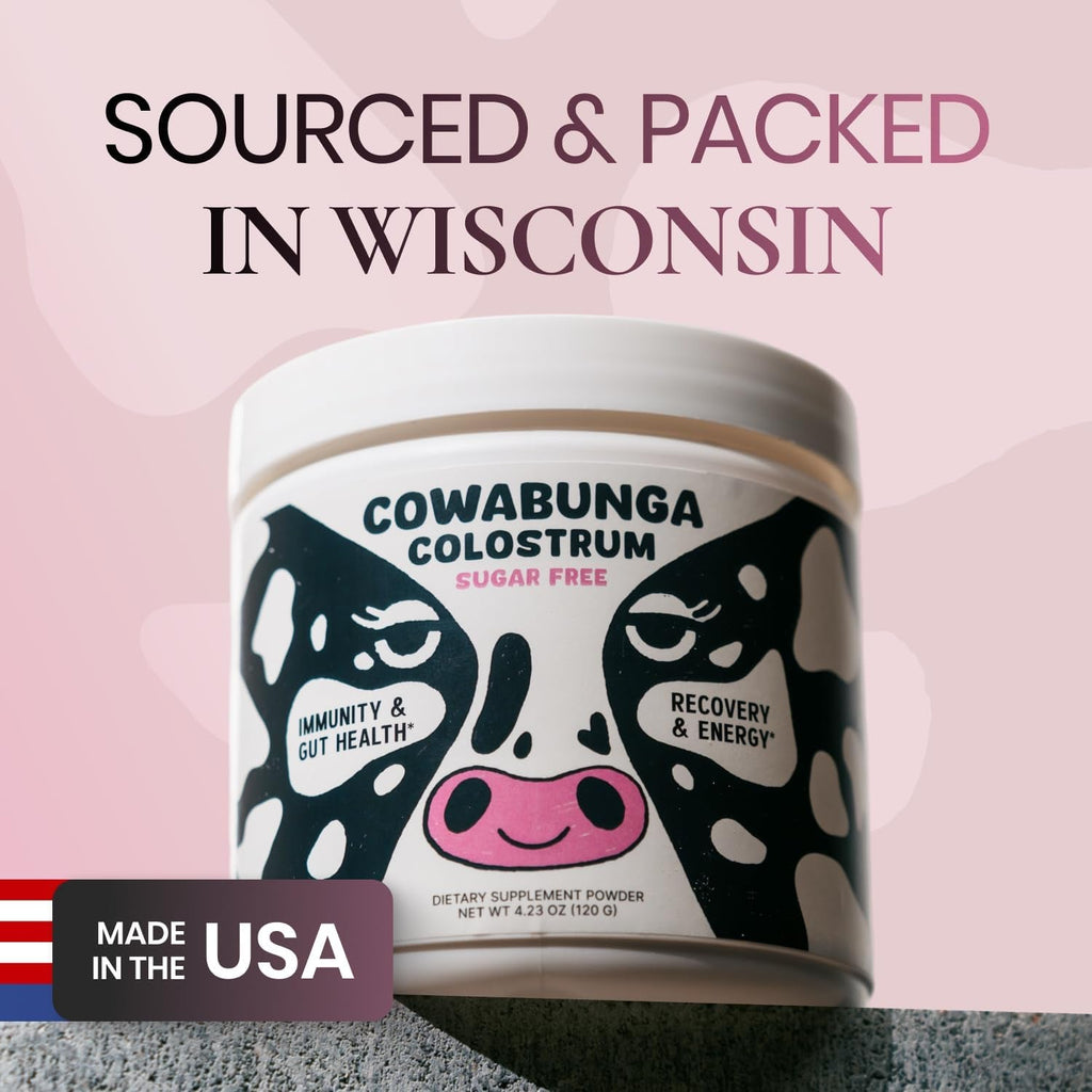 Sonohealth Cowabunga Colostrum - Premium, Pure & Unaltered Colostrum Powder Supplement - for Immune Support, Gut Health, Muscle Recovery & Wellness - Kosher & Halal Certified Calostro
