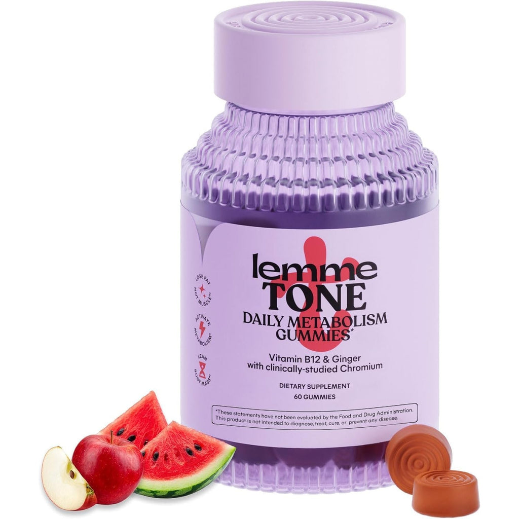 Lemme Tone Metabolism & Body Toning Gummies with Apple Cider Vinegar, Clinically Studied Chromium & B12, Blood Sugar & Weight Management Support, Watermelon Apple Flavor, 60 Count, 30-Day Supply