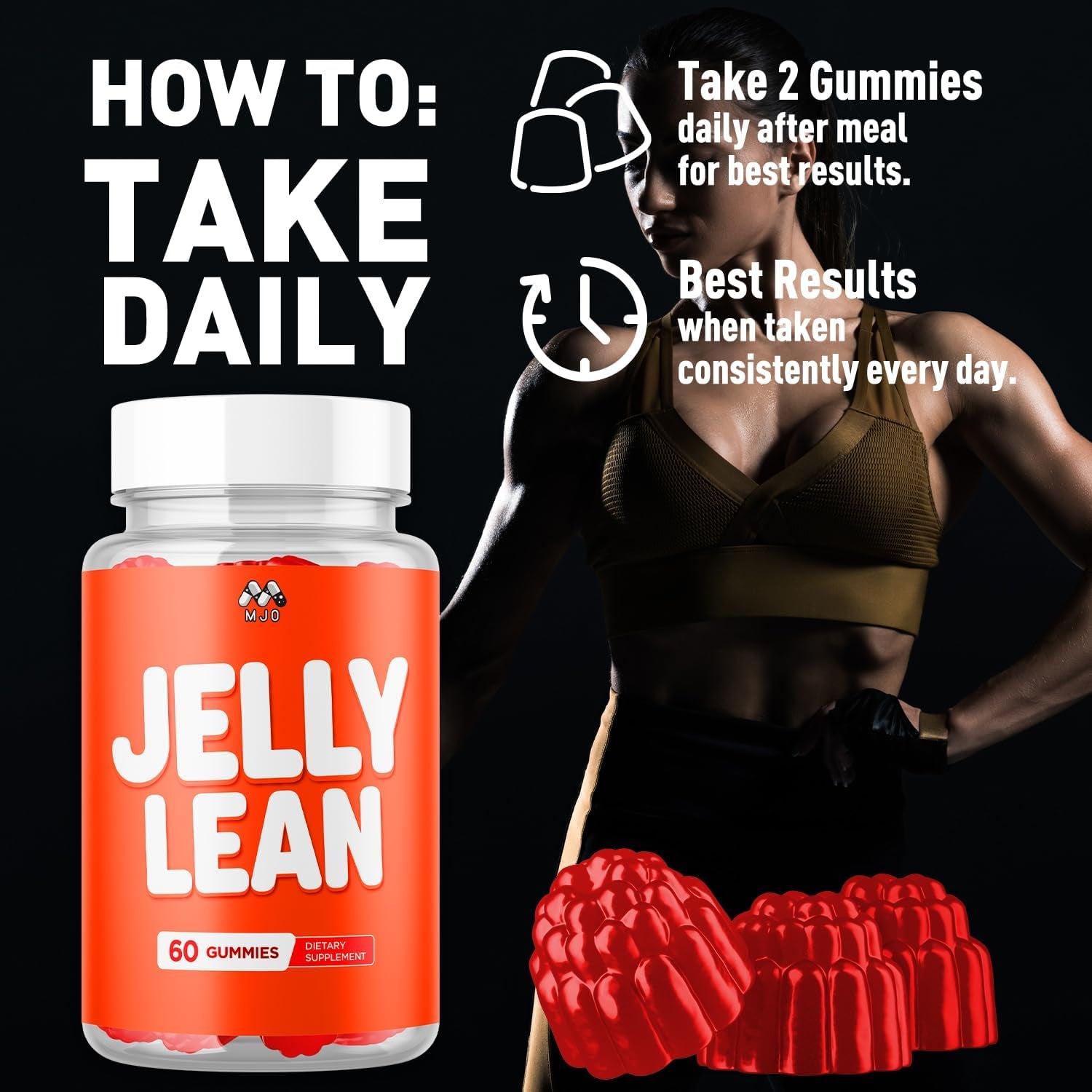(2 Pack) Jelly Lean Gummies, Official Jelly Lean Gummys with All Natural Ingredients, Advanced Jellylean Health & Wellness Vitamin Formula, Maximum Strength Active Lifestyle Multivitamin (120 Gummies)