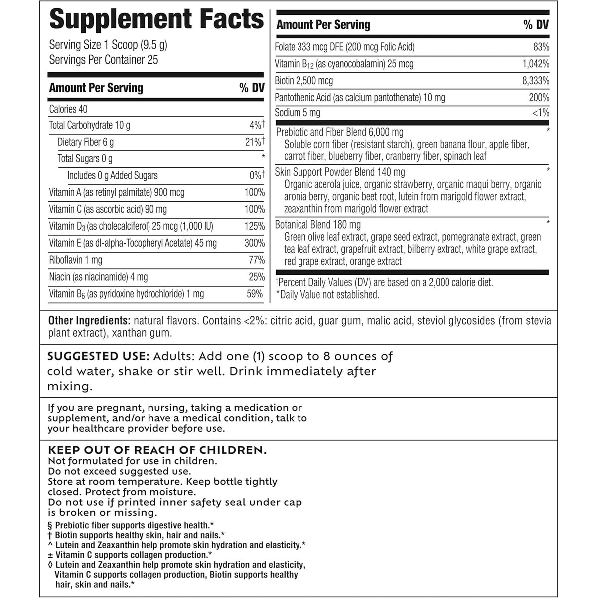Benefiber Prebiotic GLP-1 Friendly Fiber + Superfruits Dietary Supplement, Strawberry Dragon Fruit Flavor, 8.8 Oz (250G)
