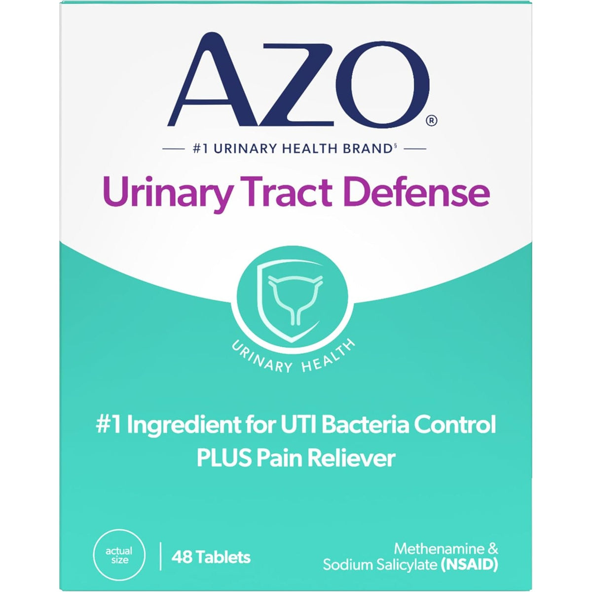 AZO Urinary Tract Defense Antibacterial Protection Helps Control a UTI until You Can See a Doctor #1 Most Trusted Urinary Health Brand 48 Tablets