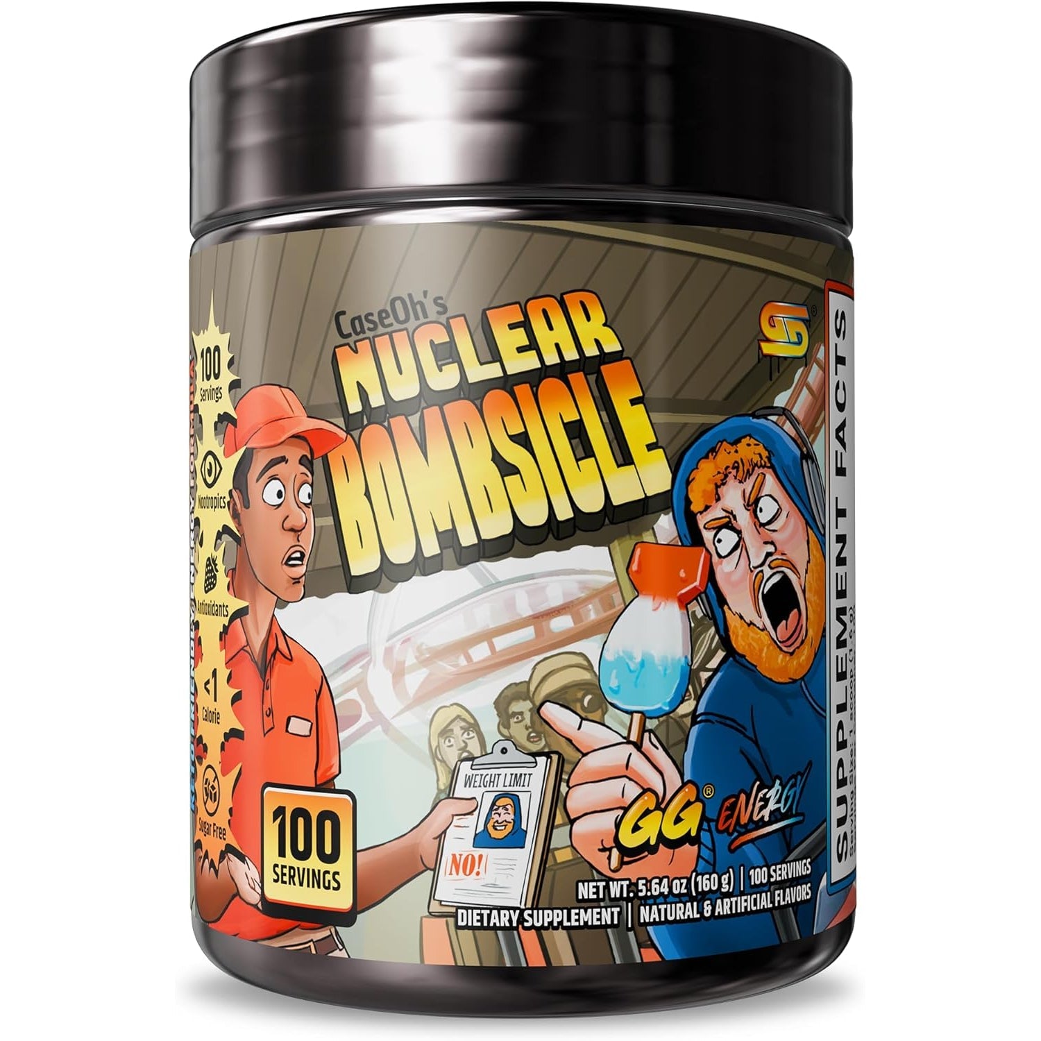 Gamer Supps GG Energy - Caseoh'S Nuclear Bombsicle by Caseoh (100 Servings) - Keto Friendly Gaming Energy and Nootropic Blend, Sugar Free + Caffeine + Vitamins + Immune Support, Powder Drink