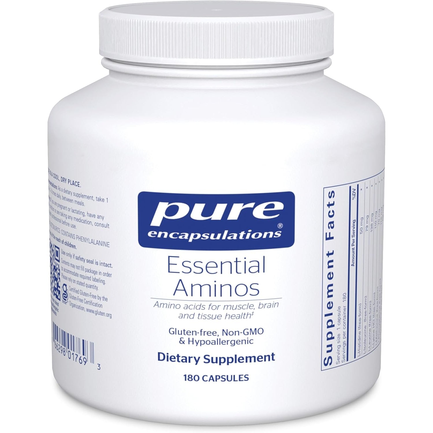Pure Encapsulations Essential Amino Acids - Muscle Recovery Support & Health* - with Leucine, Threonine & Tryptophan - 180 Capsules
