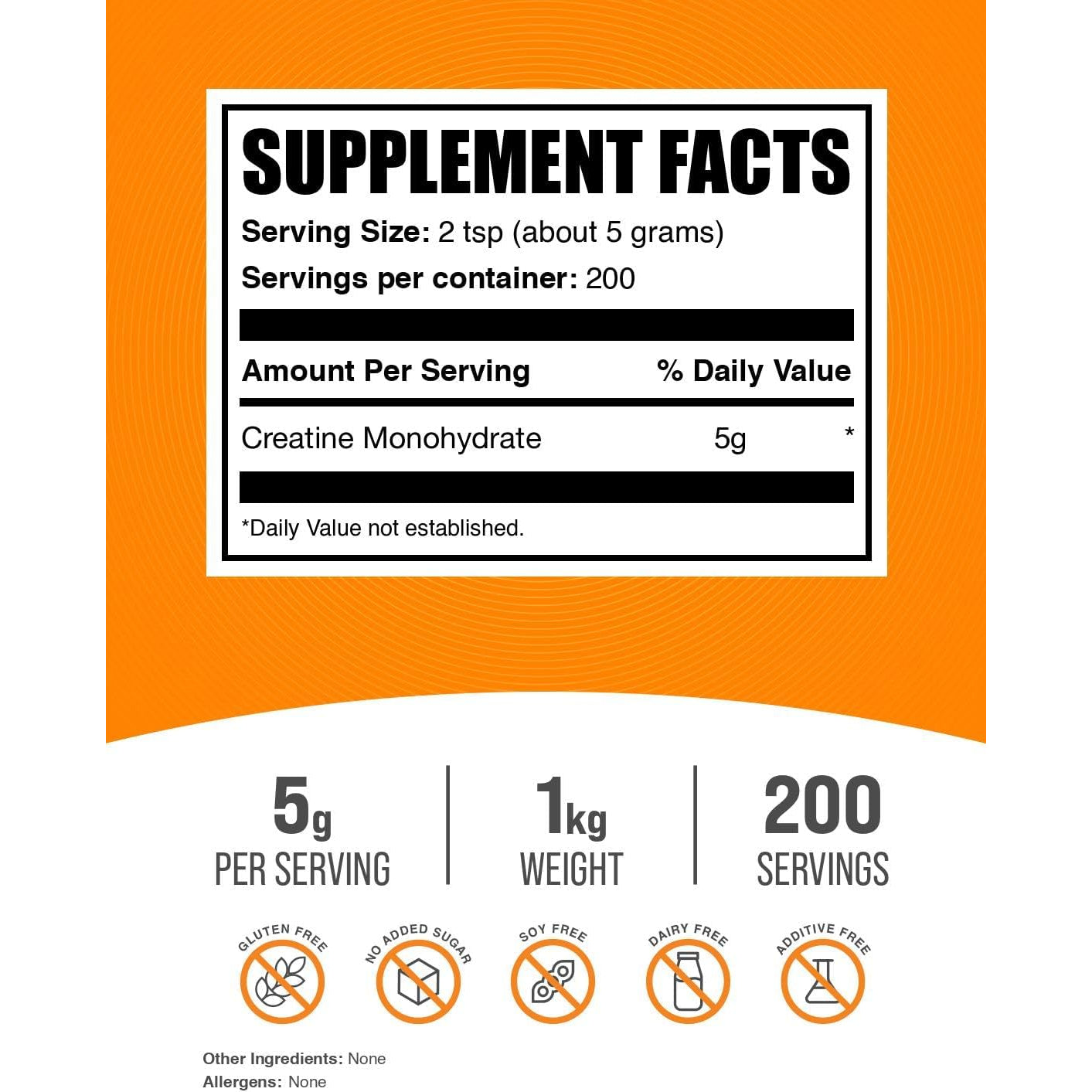 Bulksupplements.Com Creatine Monohydrate Powder - Micronized Creatine Powder, Unflavored - Pure & Gluten Free, 5G (5000Mg) per Servings, 1Kg (2.2 Lbs) (Pack of 1)