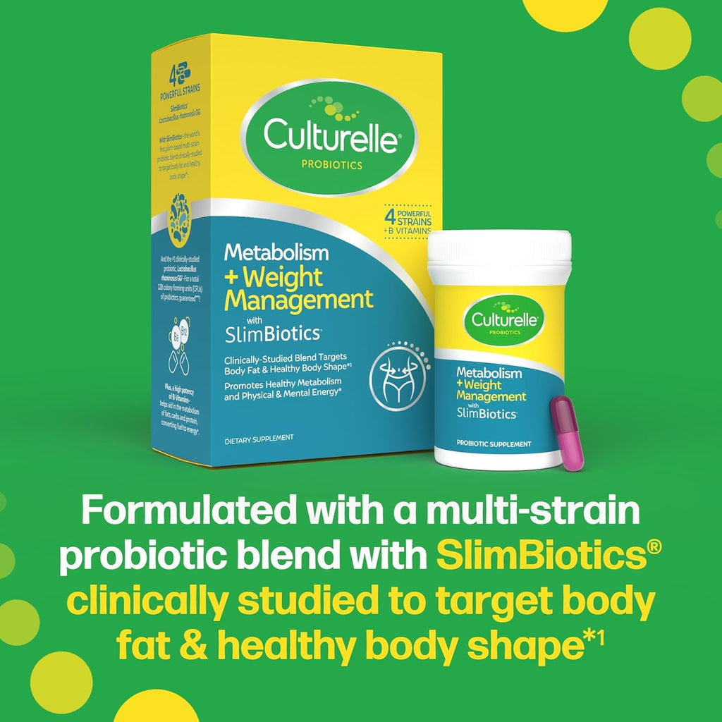 Culturelle Metabolism + Weight Management with Slimbiotics® Probiotic Capsules – 30 Count – Helps Safely Manage Weight - Promotes Healthy Metabolism and Physical & Mental Energy