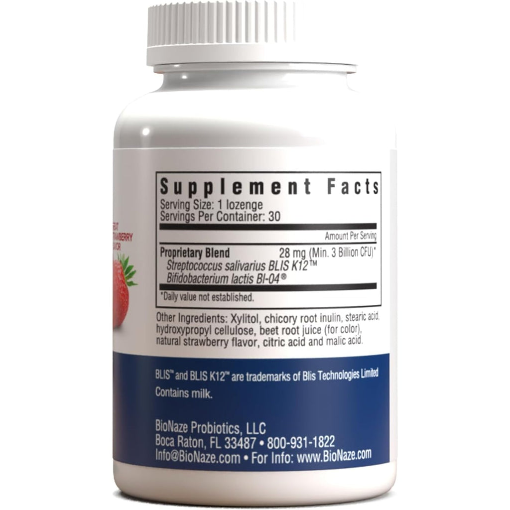 Bionaze Oral Probiotic BLIS K12 & BL-04 for Sinus, Tonsil Stones, Bad Breath, Post Nasal Drip, Throat, Mouth, Teeth & Gut - Improve Oral & Respiratory Health. Clinically Proven Probiotic Strains 30 Ct