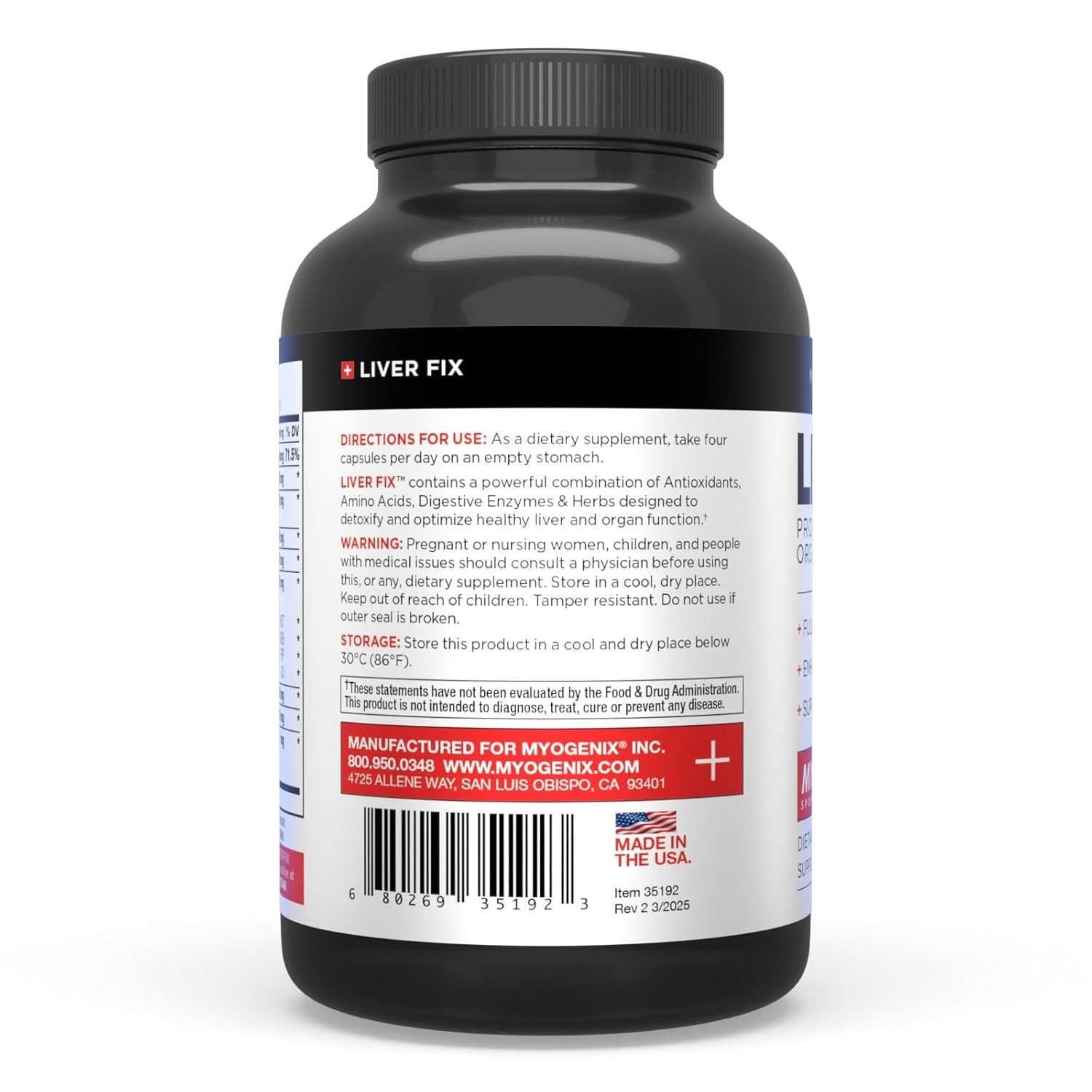 Myogenix Liver Fix – Professional Liver & Organ Detox Formula – Enhances Digestion – Supports Fat Metabolism – Easy-To-Swallow – Dietary Supplement (120 Capsules)