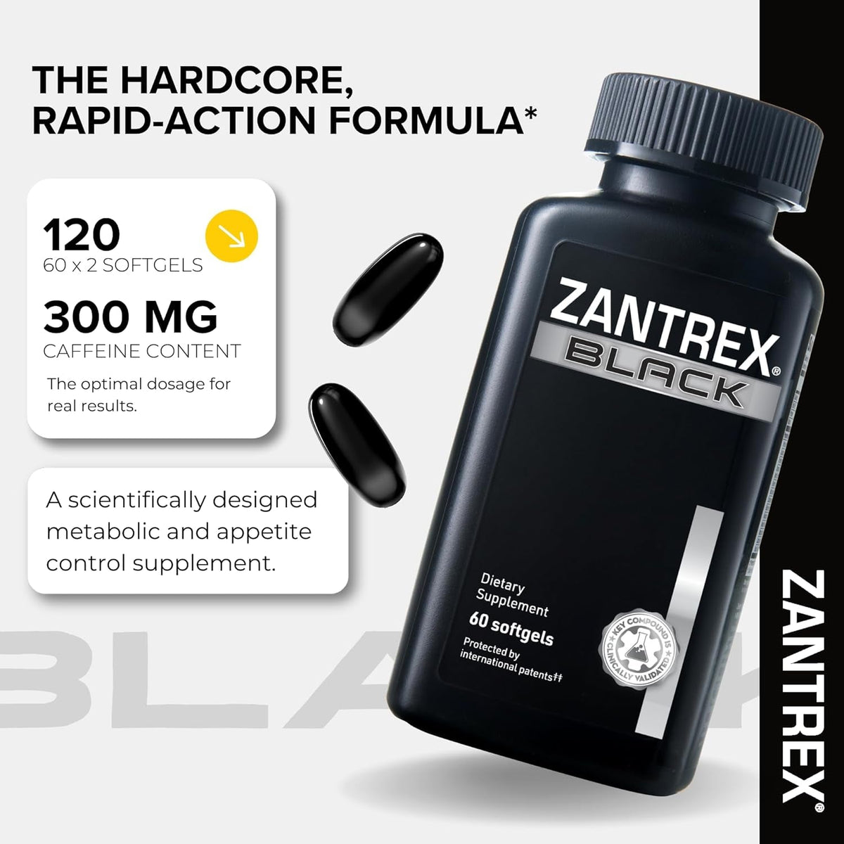 Zantrex Black – Naturally Boost GLP-1 & Metabolism Support | Thermogenic Energy, Weight Management Formula | 60 Pills