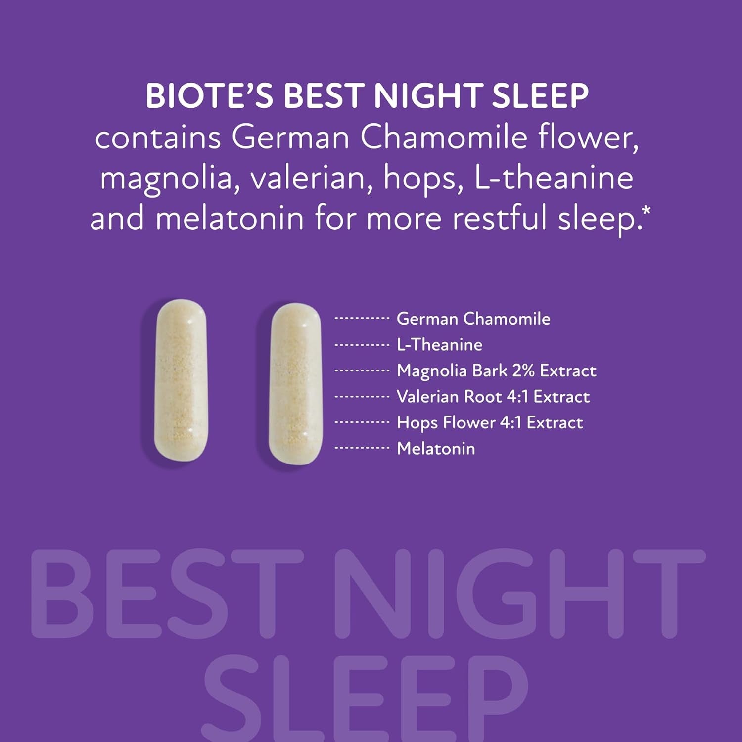 Biote Nutraceuticals - Best Night'S Sleep - Restfulness + Awake Refreshed (60 Capsules)