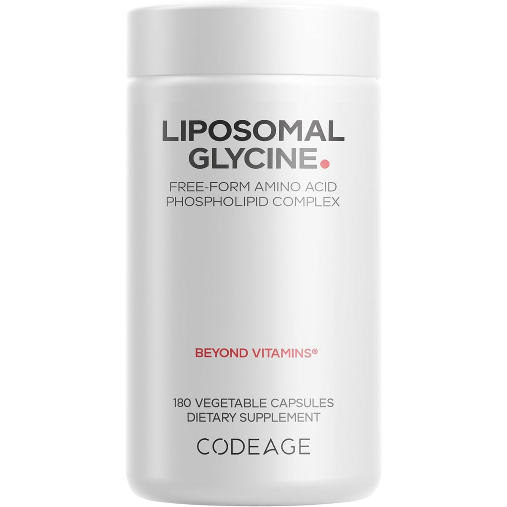 Codeage Liposomal Glycine+ – 1,500 Mg Free-Form Glycine Supplement with Liposomal Delivery, Amino Acid Support, 2-Month Supply – 180 Capsules