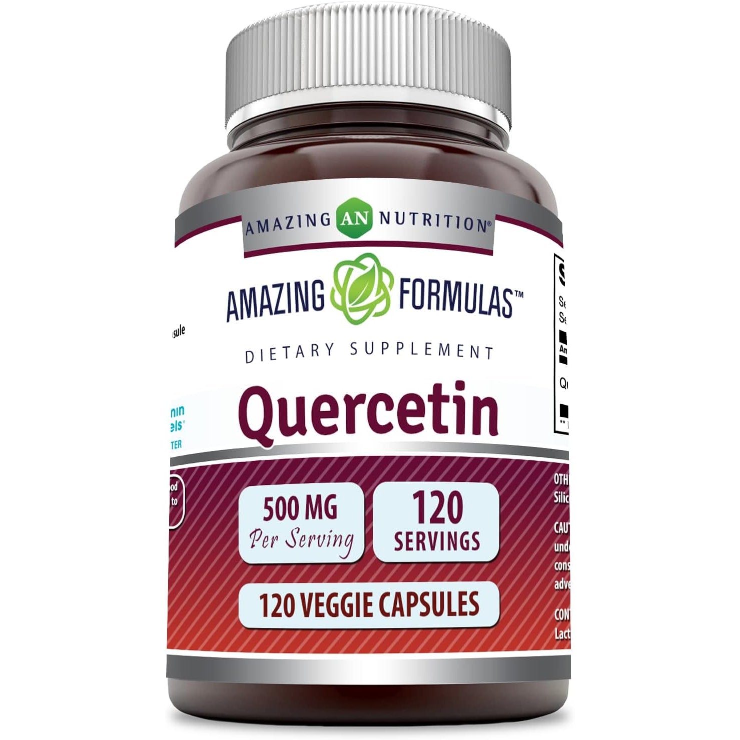 Amazing Formulas Quercetin 500Mg 120 Veggie Capsules Supplement - Non-Gmo - Gluten Free - Supports Overall Health & Well Being
