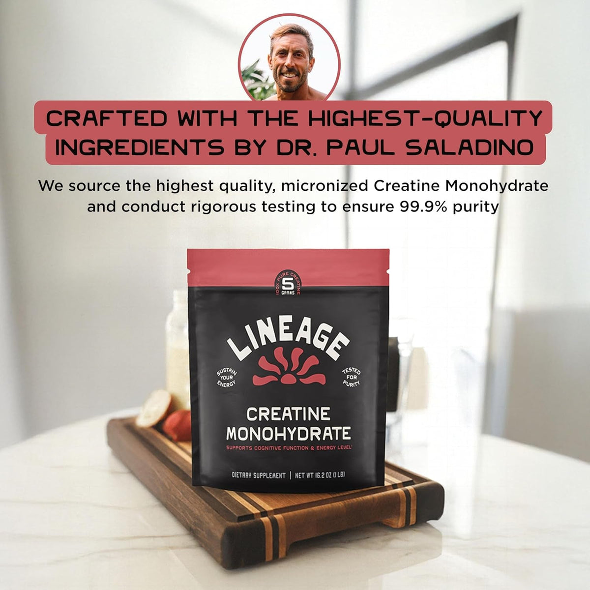 Lineage Provisions Micronized Creatine Monohydrate with Sea Salt - Micronized Creatine Powder for Training & Performance – No Artificial Ingredients – 90 Servings