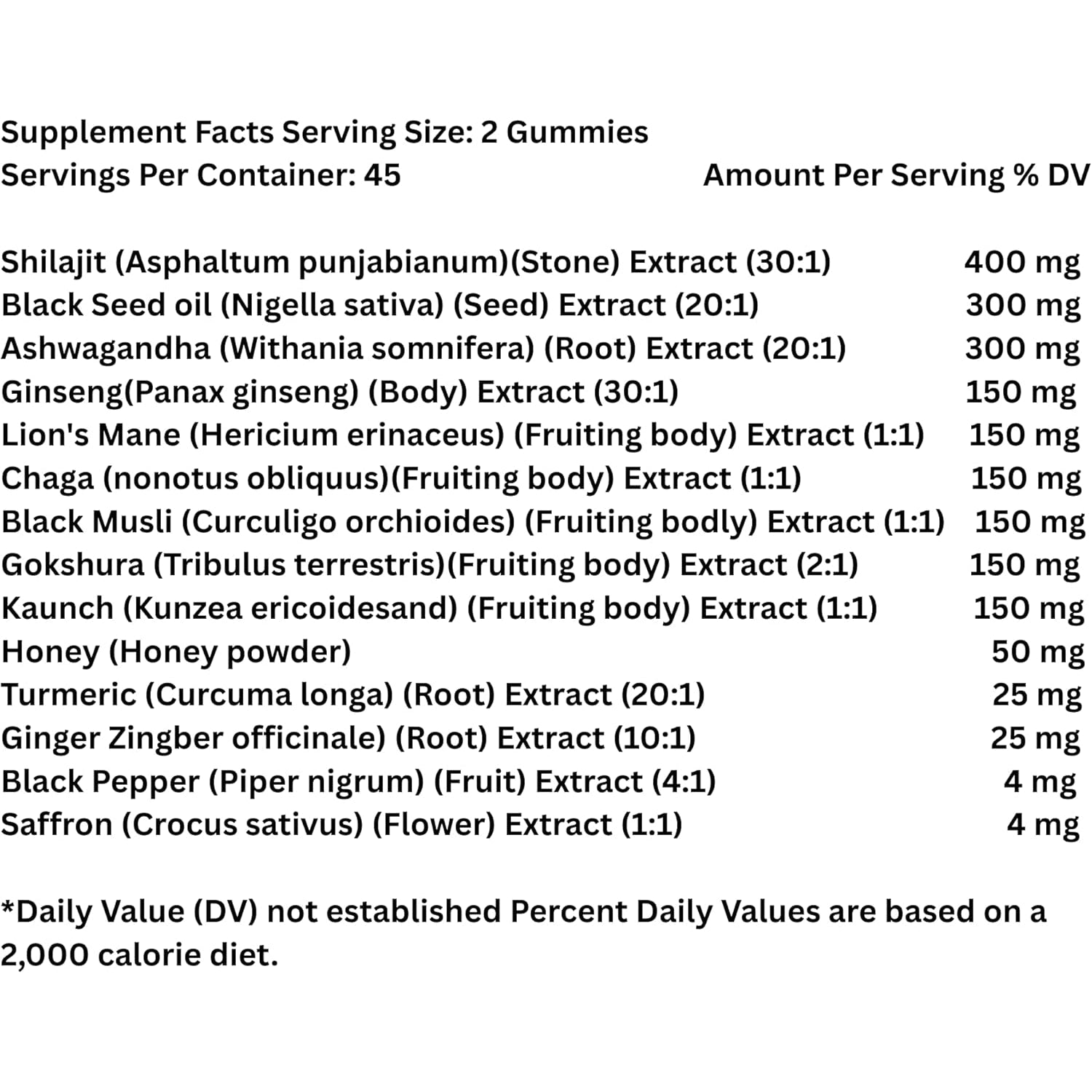 Organic Himalayan Shilajit Gold Gummies for Men and Women, Black Seed Oil, Ashwagandha, Ginseng, Turmeric, Gokshura, Lion'S Mane, Lab Tested, No Sugar Added, Halal, 90Gummy