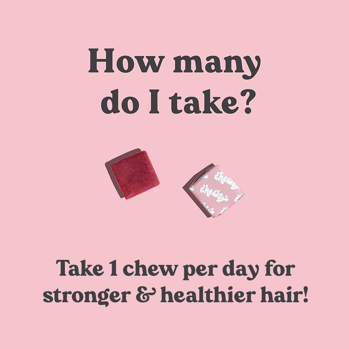 Chewsy - Beautiful Hair - Support for Stronger, Healthy Hair - with Biotin, Horsetail Extract, Goji Berry & Vitamins - Sweet Raspberry, 30-Day Supply