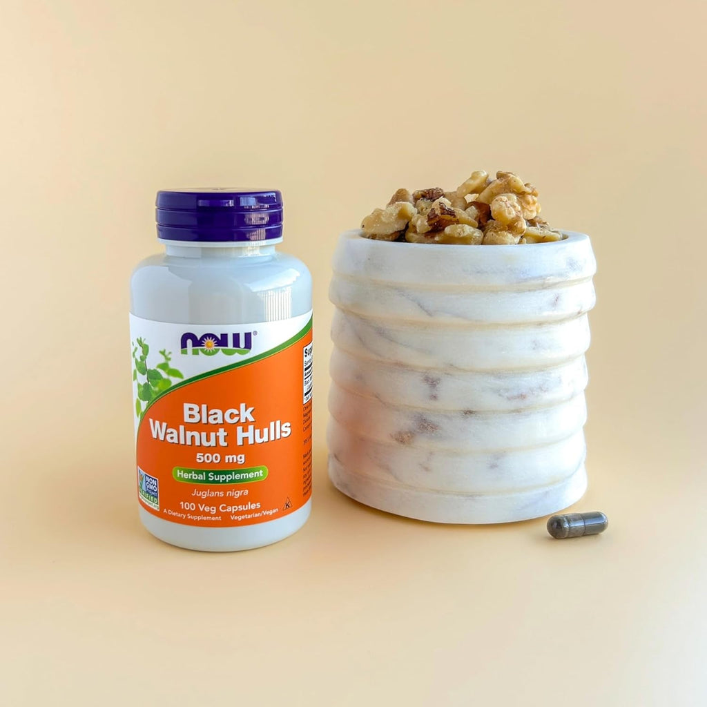 NOW Foods Supplements, Black Walnut Hulls (Juglans Nigra) 500 Mg, Herbal Supplement, 100 Veg Capsules