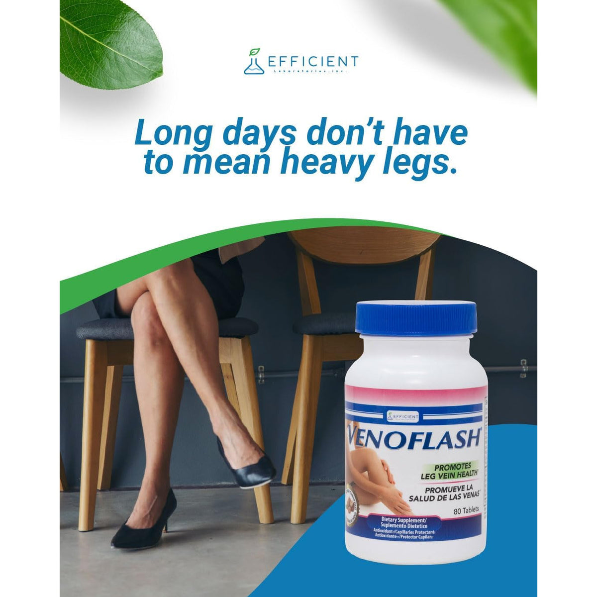 Regular, Dietary Supplement for Leg Vein Health & Circulation Support, 80 Count (Pack of 1)