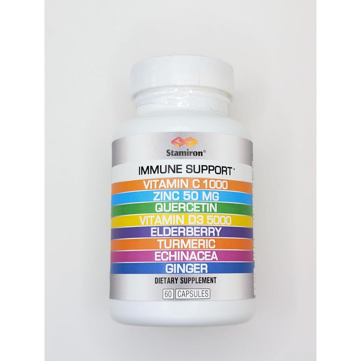8 in 1 Immune Support with Quercetin Zinc 50Mg Vitamin C 1000Mg Vitamin D3 5000 IU and Elderberry Echinacea Ginger for Adults Kids - VIT D Supplement Veg Capsules