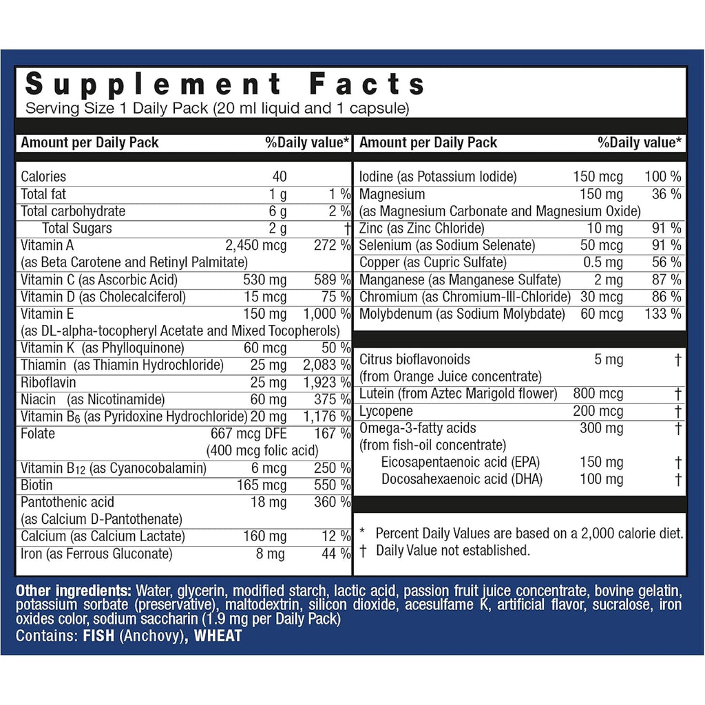 Orthomol Vital F – Daily Multivitamin for Women, Vitamins A, B, C, D, E, K, Folic Acid, Magnesium & Omega-3, Supports Energy, Vitality, & Immune Health, 30-Day Supply, Liquid + Capsule Supplement